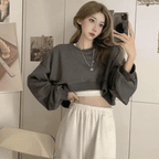 バルーンスリーブ｜クロップド丈スウェットトップス