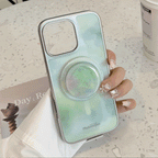 【MagSafe対応】ミントマーブル｜スタンド付きiPhoneケース