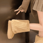 ボリュームファー厚底ロングブーツ