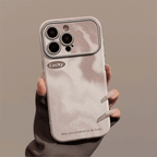 くすみピンクマーブル｜レザー調iPhoneケース