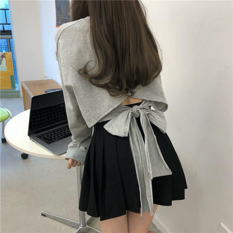 ガーリーカジュアル｜バックリボントップス