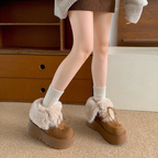 ファーフォールド厚底ショートブーツ