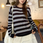 ボーダー柄ニットトップス｜カジュアルベーシック