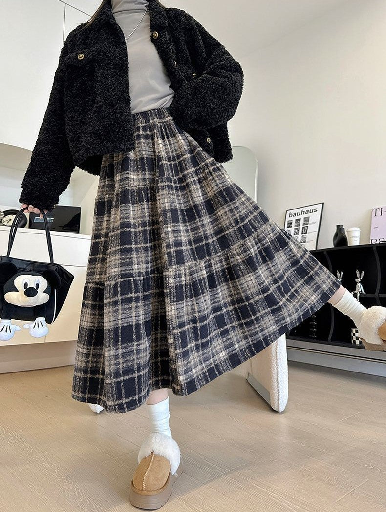 あたたかチェック柄｜ふんわりフレアスカート