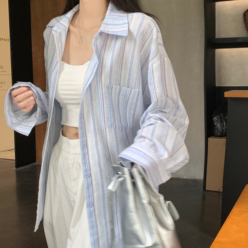 ストライプ柄｜ゆるシルエットオーバーシャツ