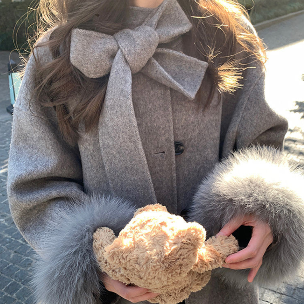 リボンファーショートコート