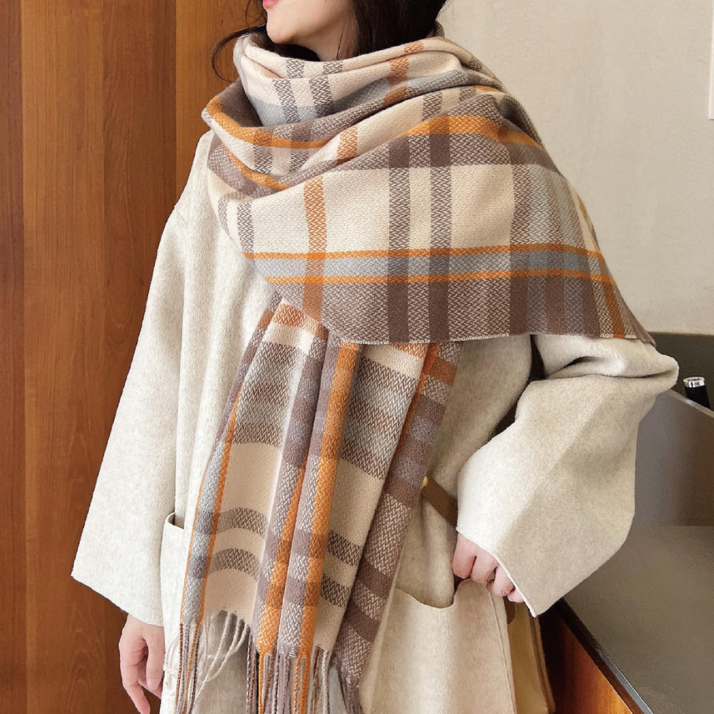 ナチュラルチェックボリュームマフラー