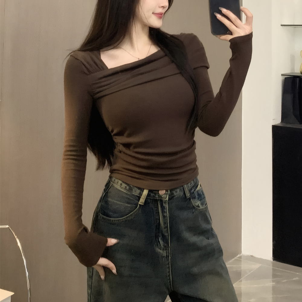 マルチショルダードレープトップス