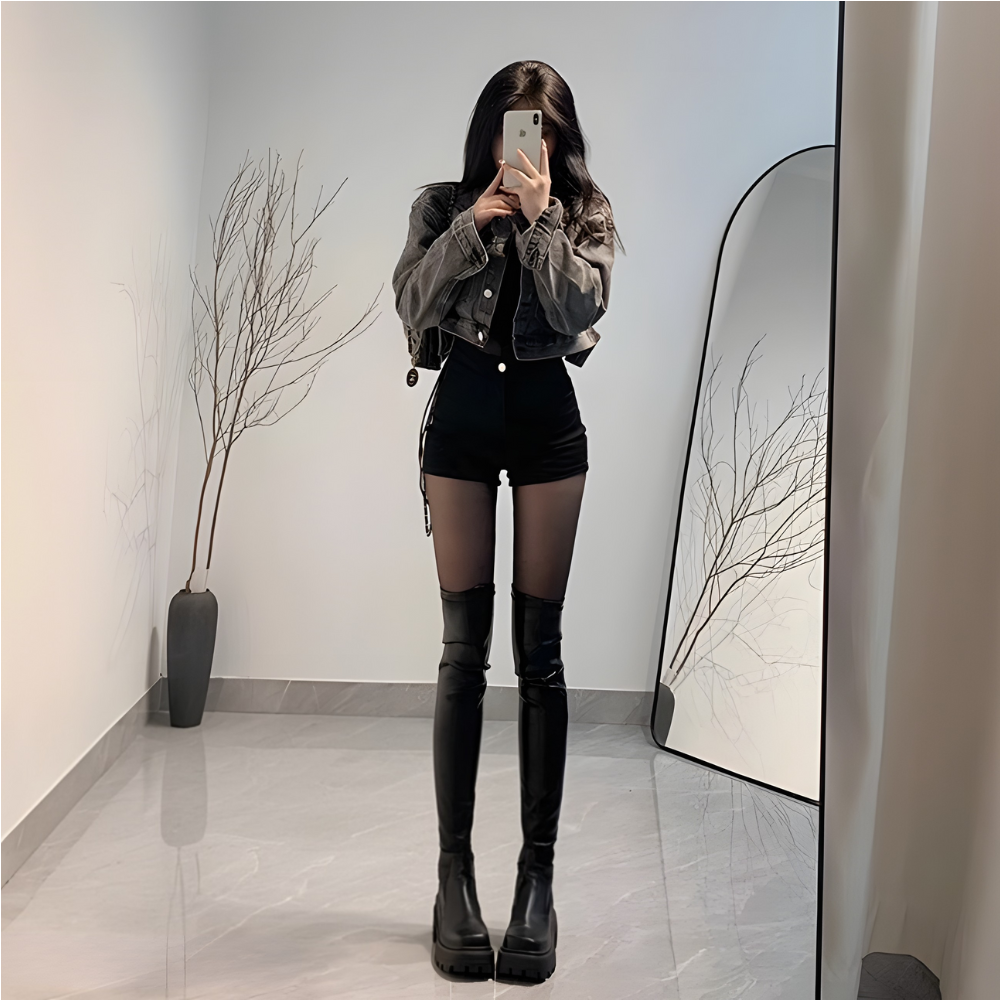 スリムフィットロングブーツ