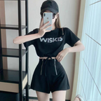 ショルダーカット｜ロゴT＆ショートパンツセットアップ