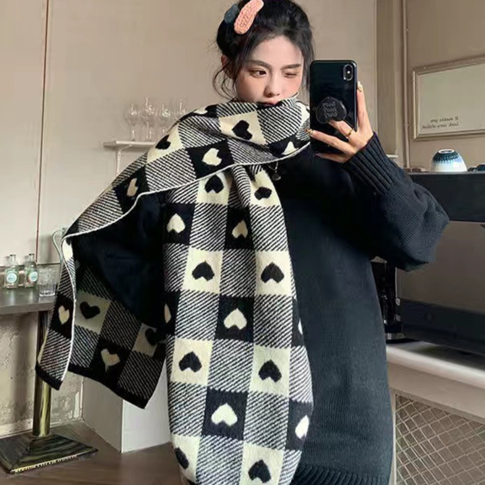 ハートチェックマフラー