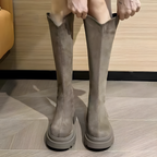 Vカットスエードロングブーツ