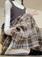 あたたかチェック柄｜ふんわりフレアスカート