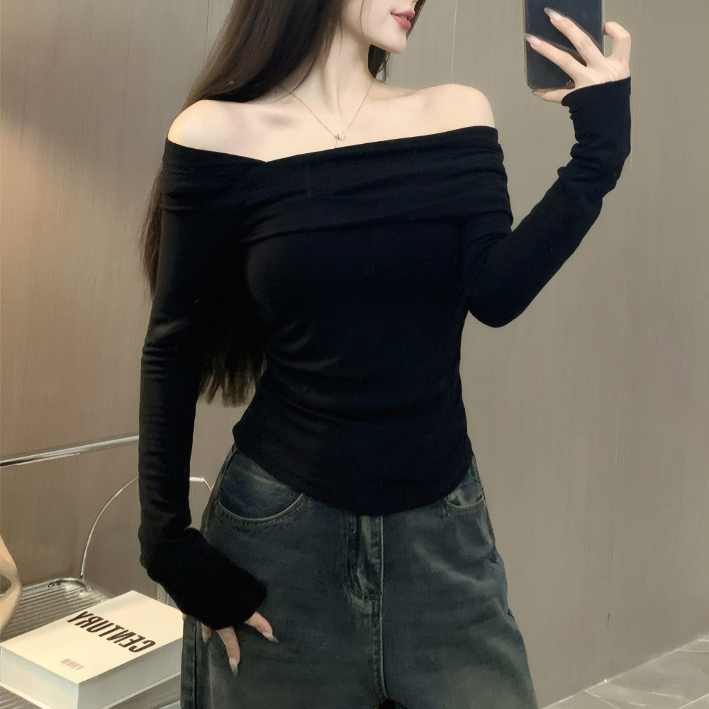 マルチショルダードレープトップス