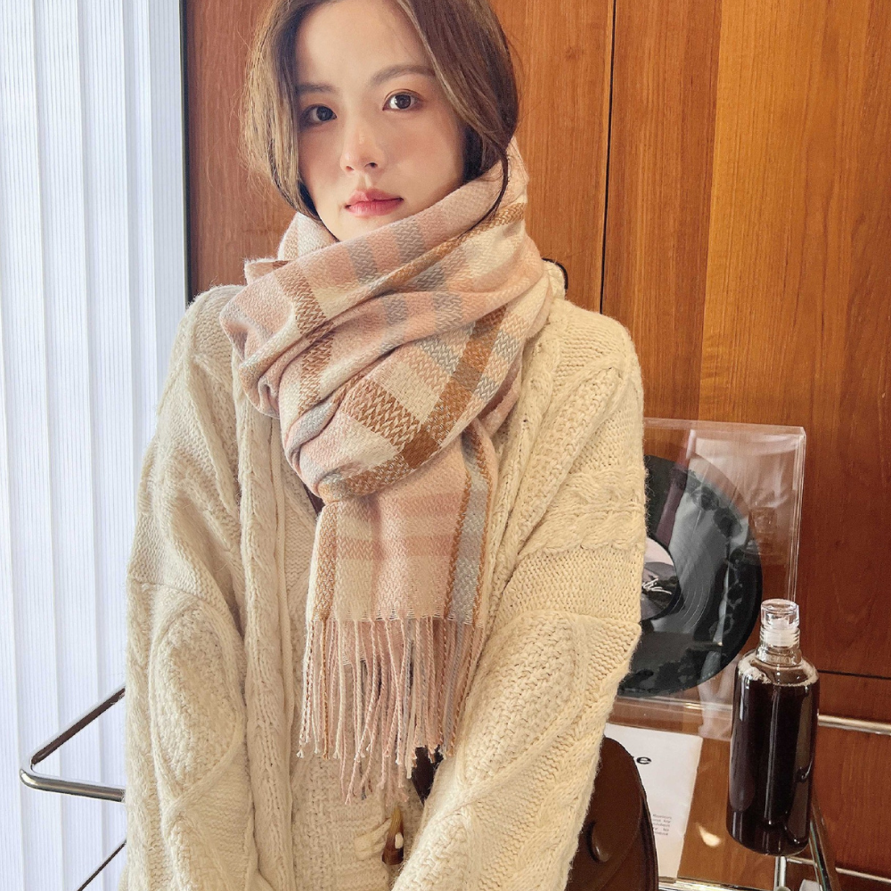 ナチュラルチェックボリュームマフラー