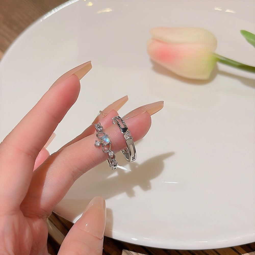 オーロラストーンリング 2点セット