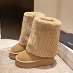 ボリュームファー厚底ロングブーツ