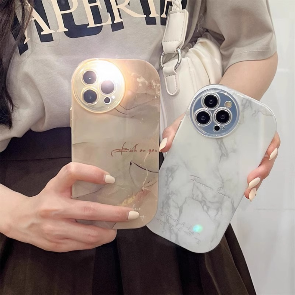 丸みフォルム×大理石マーブル｜高品質シリコンiPhoneケース