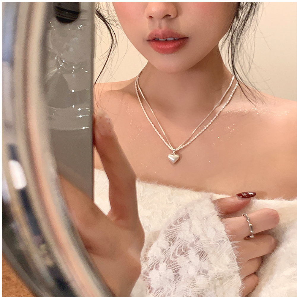 ハートモチーフレイヤードネックレス