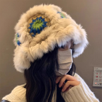 もこもこクロシェ｜フラワーパターンバケットハット