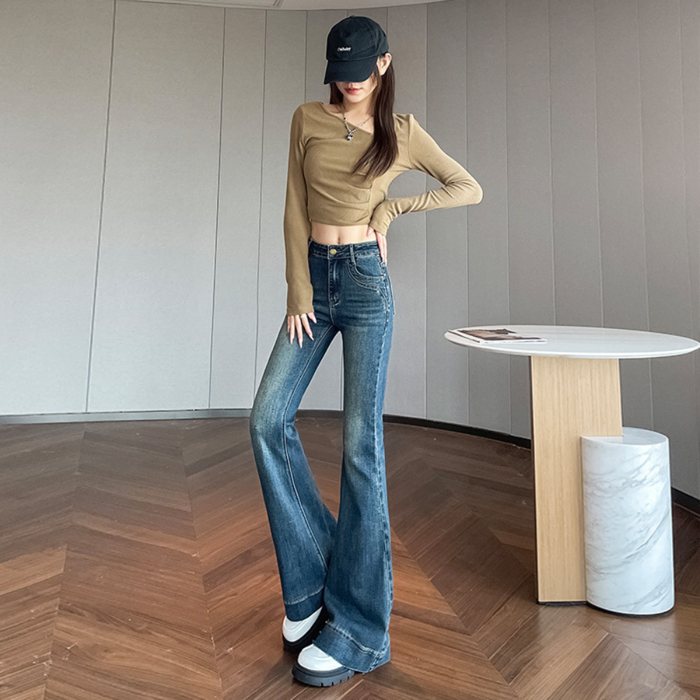 ハイウエストフレアデニム