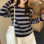 ボーダー柄ニットトップス｜カジュアルベーシック