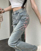 リボンカットフレアデニム