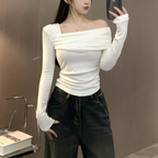 マルチショルダードレープトップス