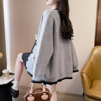 フラワーモチーフ付きカーディガン｜ガーリーカジュアル