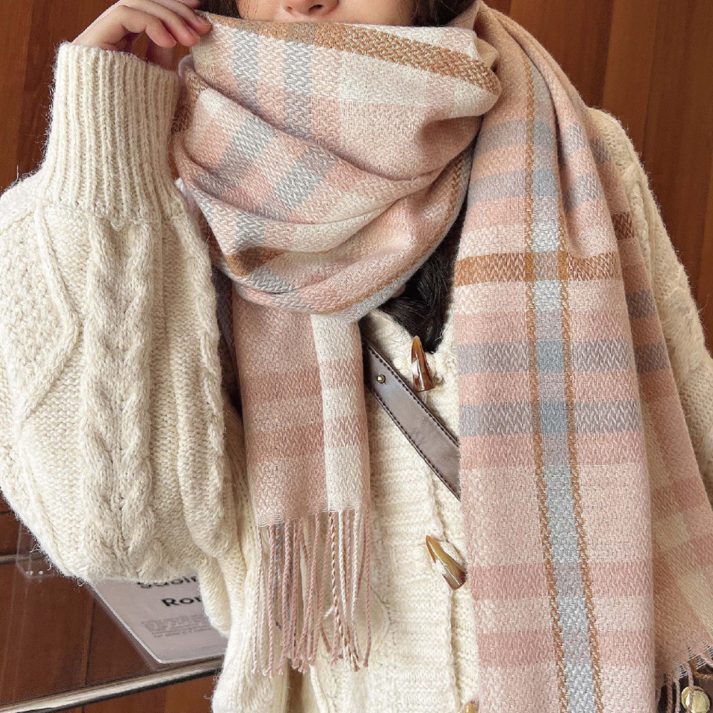 ナチュラルチェックボリュームマフラー