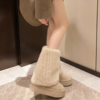 ボリュームファー厚底ロングブーツ