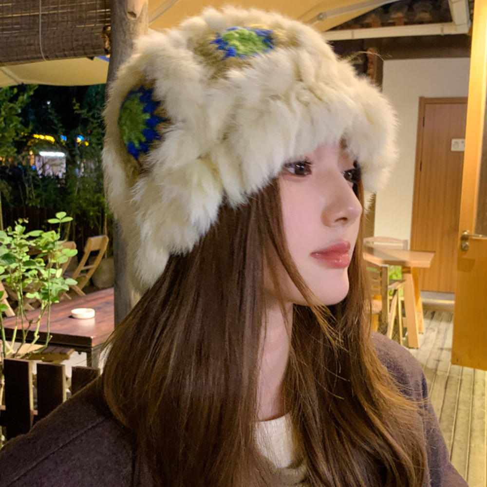 もこもこクロシェ｜フラワーパターンバケットハット