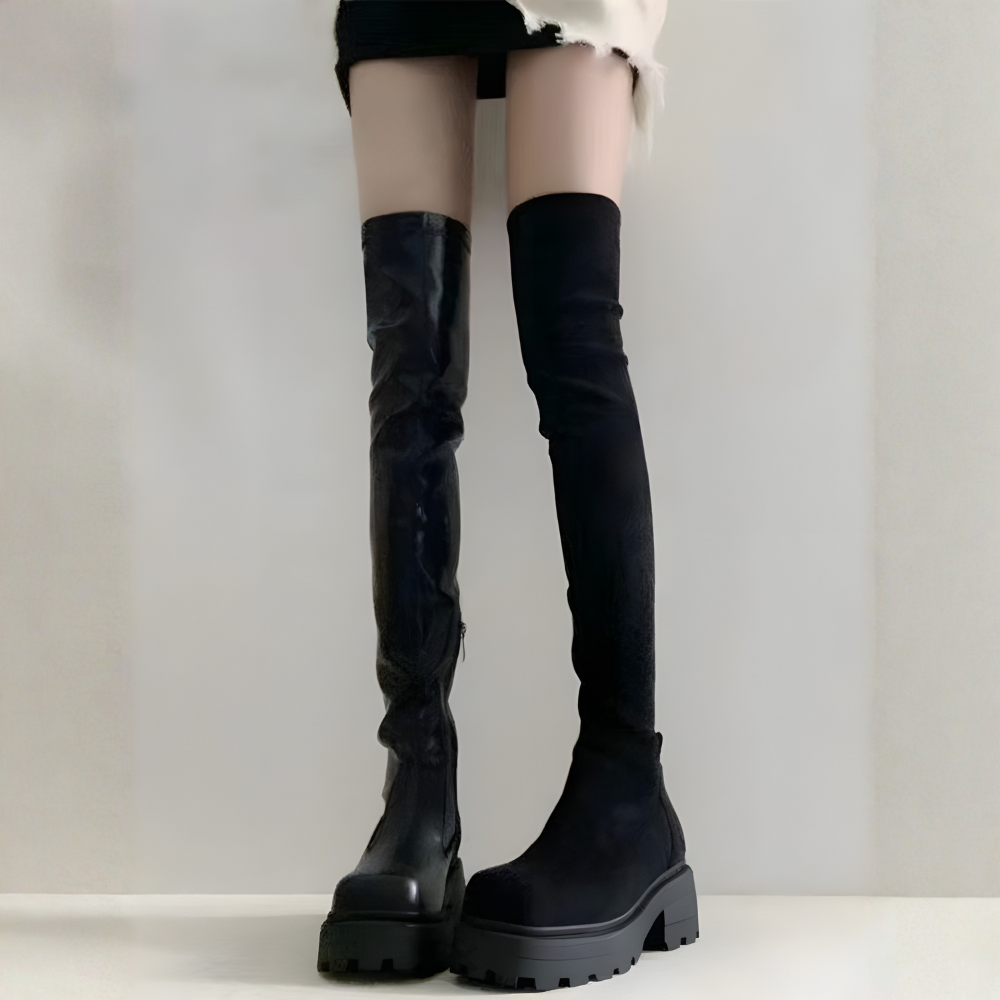 スリムフィットロングブーツ