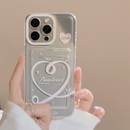 ハートリボン×クリアデザイン｜カード収納付きiPhoneケース