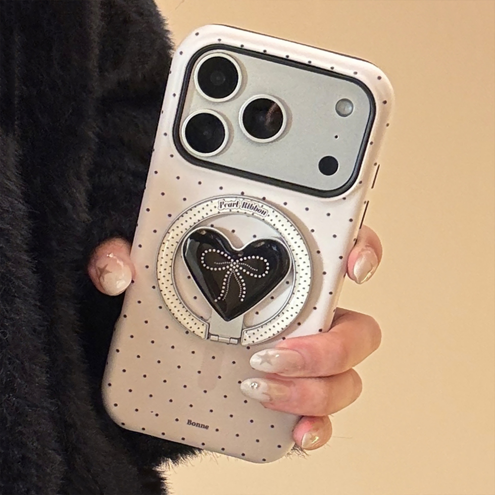 ドットリボンハートスタンドiPhoneケース