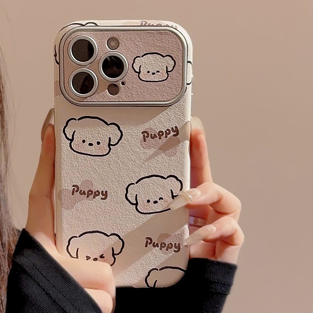 レザータッチ×子犬｜高級感とかわいさのiPhoneケース