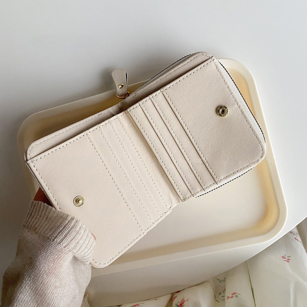 スクエアステッチ｜ジップ付き二つ折り財布