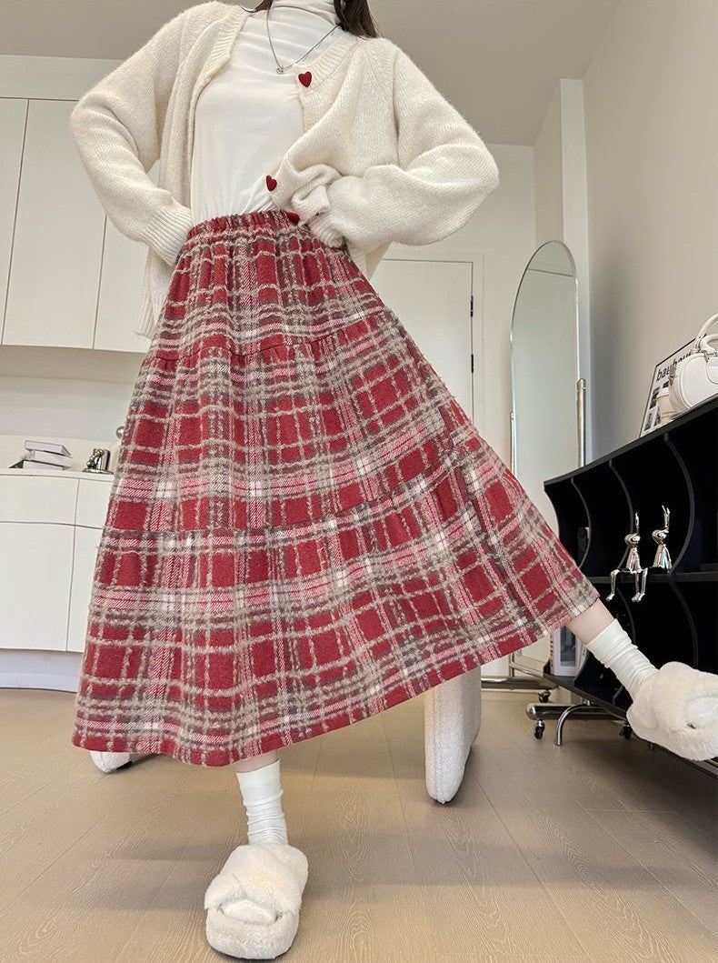 あたたかチェック柄｜ふんわりフレアスカート