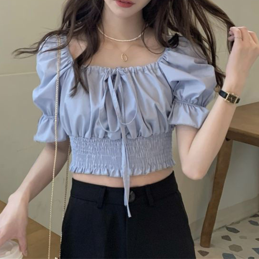 フリルスリーブ｜スクエア＆オフショル ブラウス