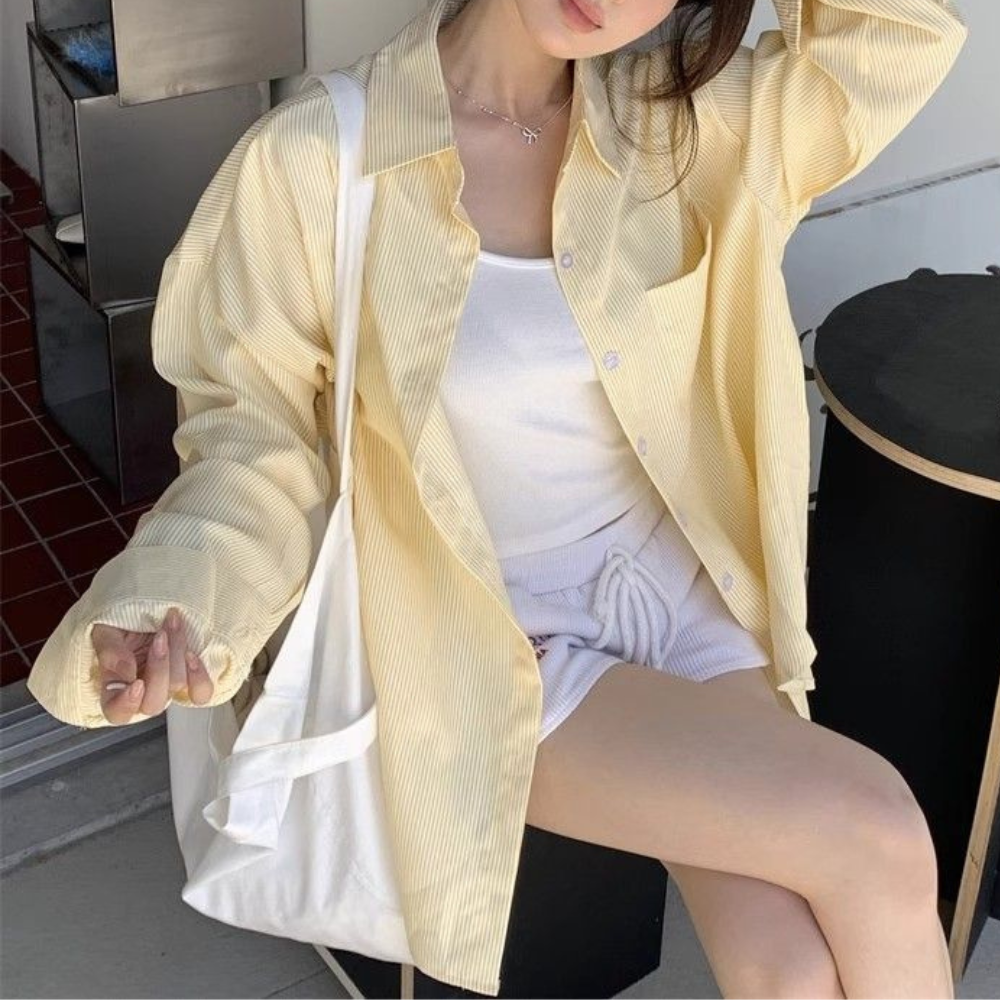 ゆるっと爽やか｜ストライプオーバーサイズシャツ