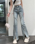 リボンカットフレアデニム