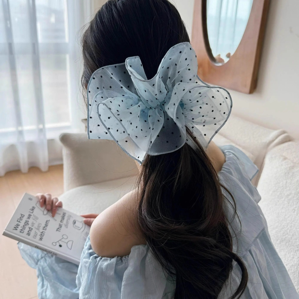 水玉フリルボリュームシュシュ