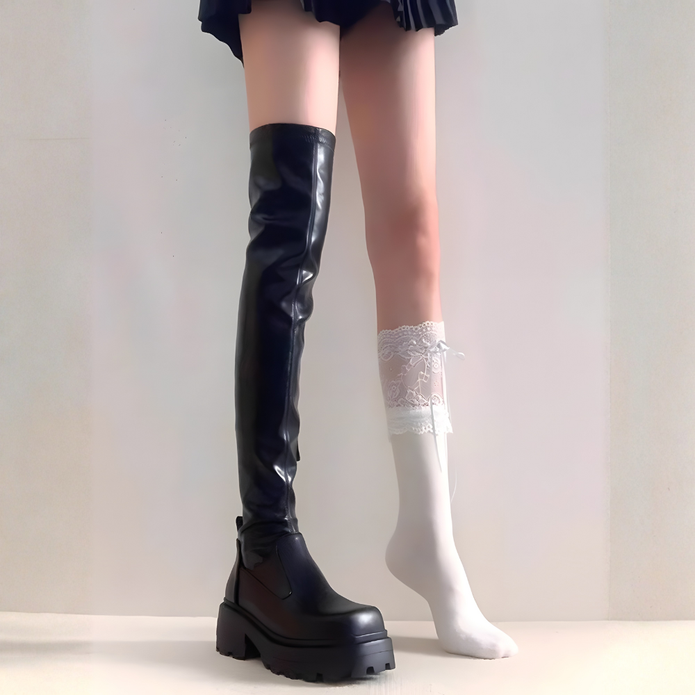 スリムフィットロングブーツ