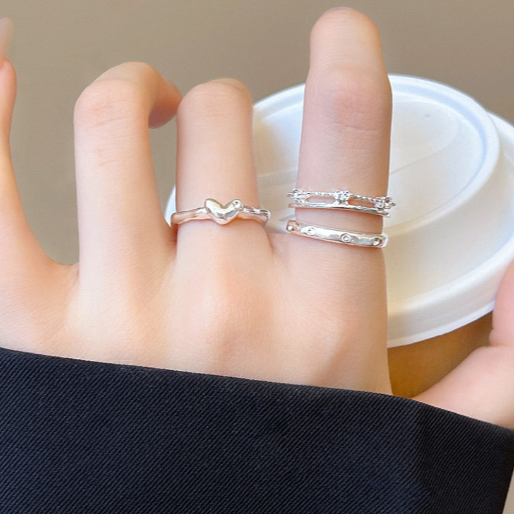 ハートモチーフリング3点セット