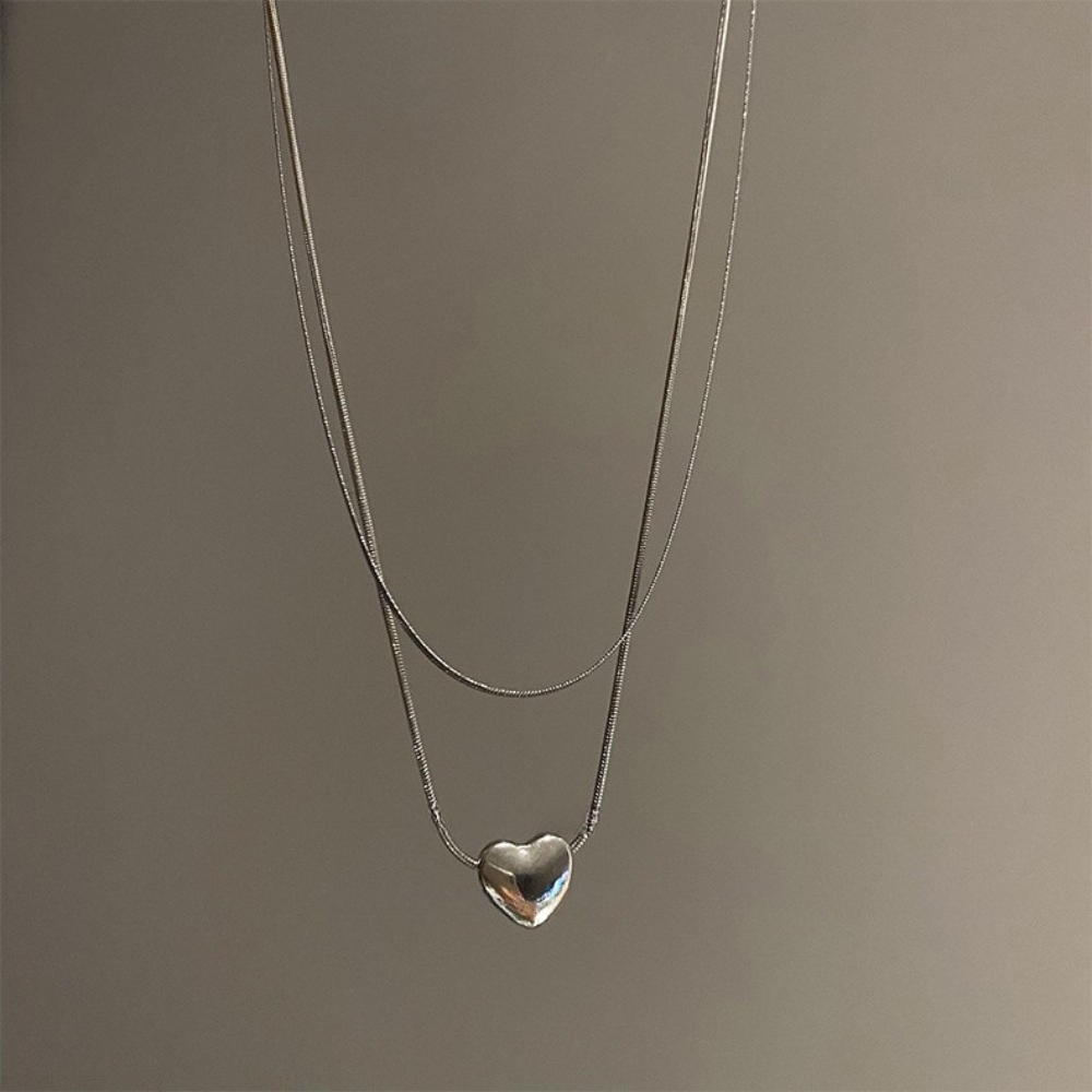 ハートチャームレイヤードネックレス