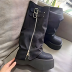 ボリュームソールベルトロングブーツ