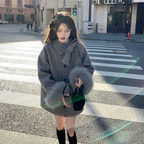 リボンファーショートコート