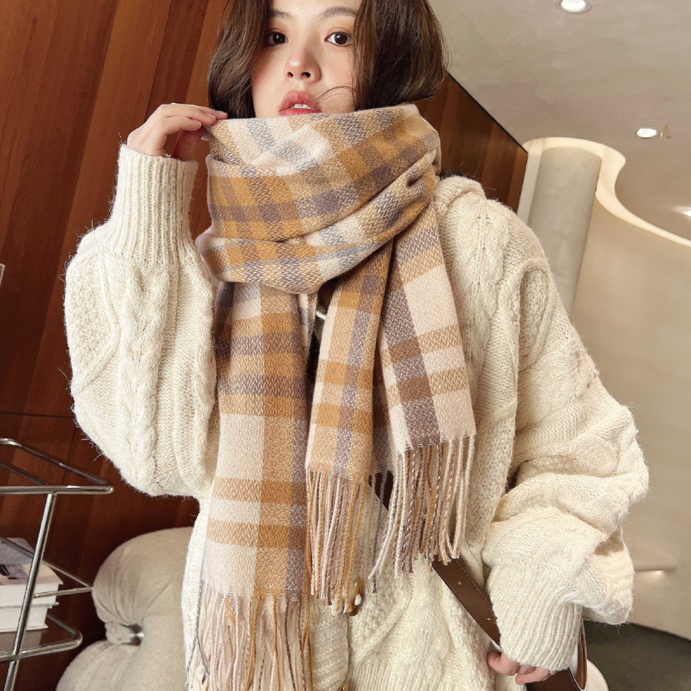 ナチュラルチェックボリュームマフラー