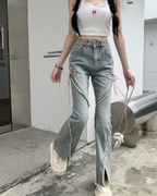 リボンカットフレアデニム