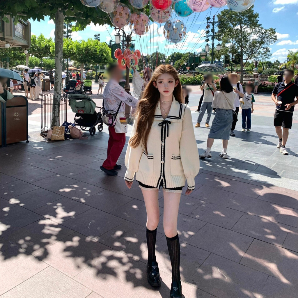 セーラーデザインニットカーディガン